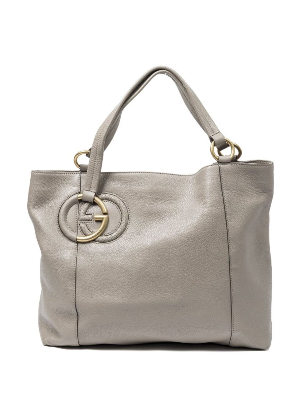 Gucci Interlocking G 2-Way Tote Bag Gray Calfskin Leather